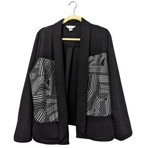 Women's CJ Banks Plus Size Black/ Silver Geometrical Design Dress Jacket Size 1X